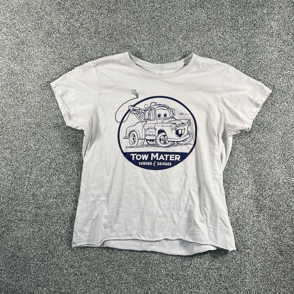 Disney Pixar Cars Tow Mater Women’s T-Shirt Gray Graphic Tee Size M